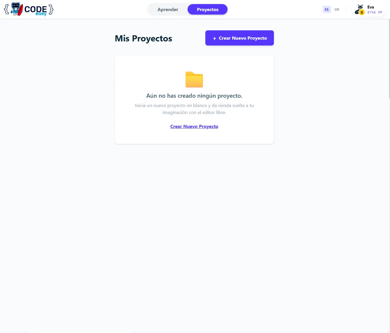 captura crear proyectos
